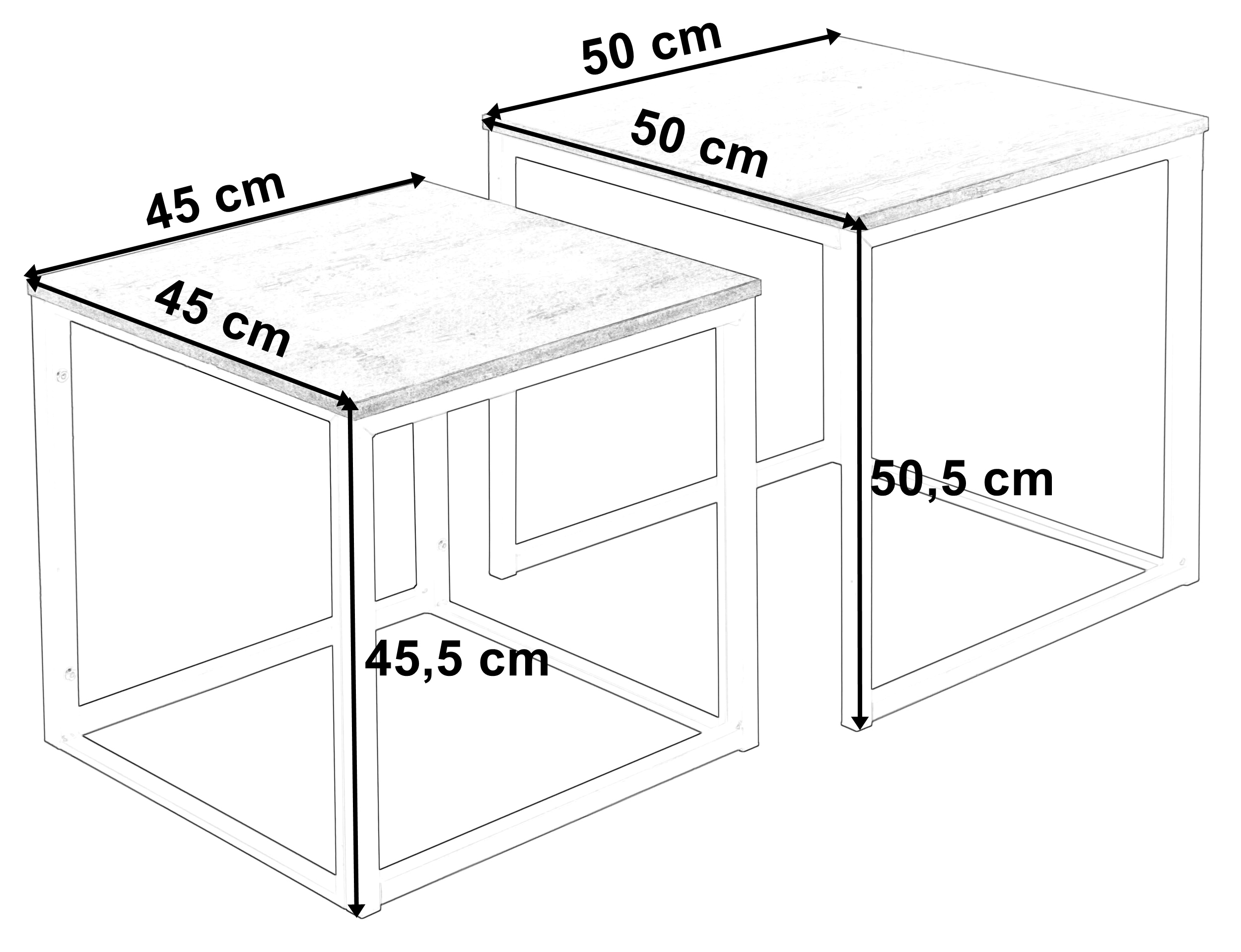 Zestaw stolików loftowych PRAVEN RUSTIC loft wymiary