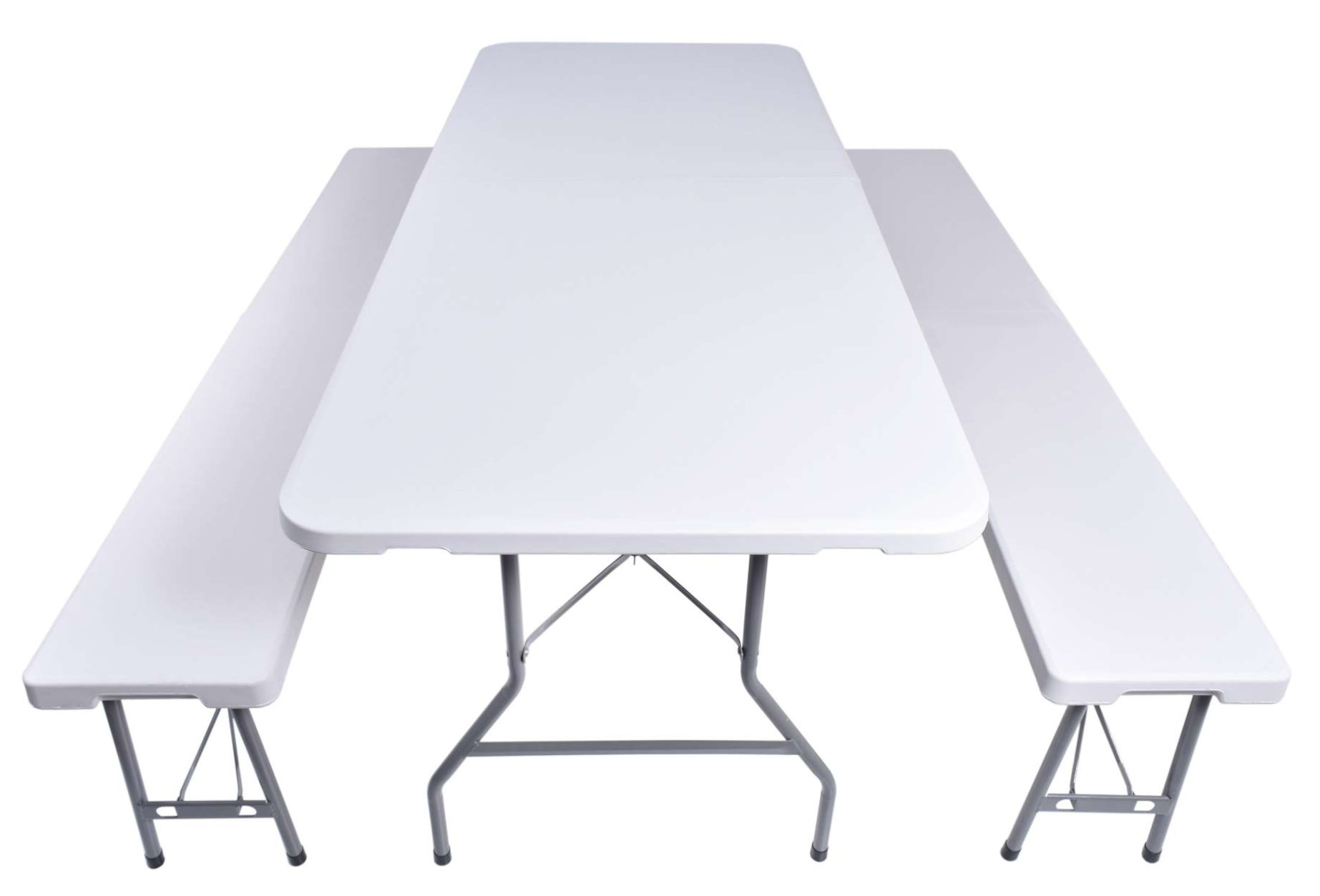 Zestaw cateringowy FETA biała stół 180 cm + 2 ławki